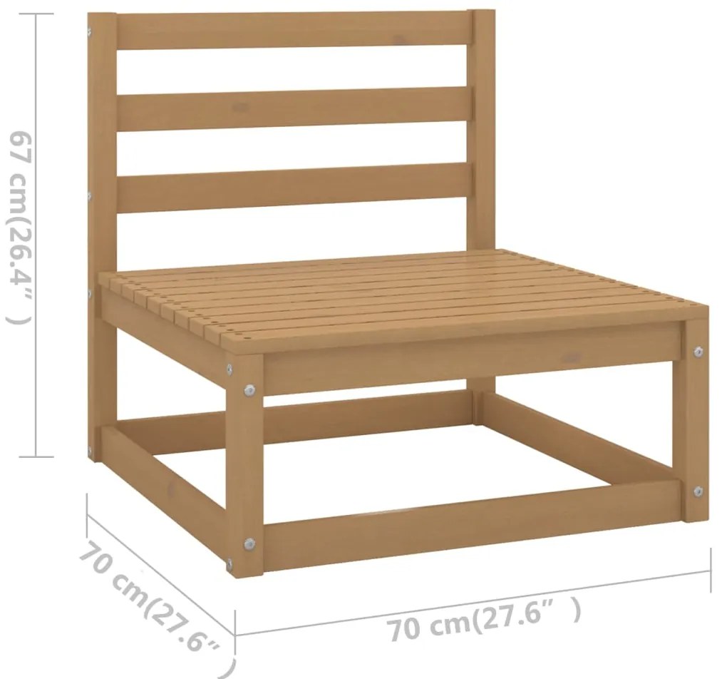 8pcs conj. lounge jardim e almofadões pinho maciço castanho mel