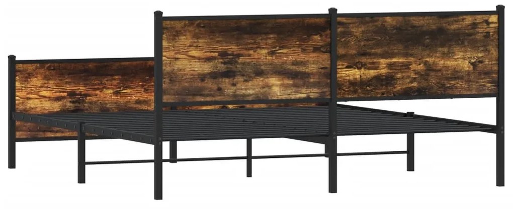 Estrutura de cama sem colchão 200x200cm metal carvalho fumado