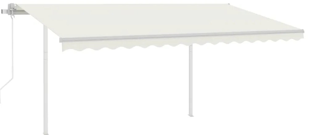 Toldo retrátil automático com postes 4x3,5 m cor creme