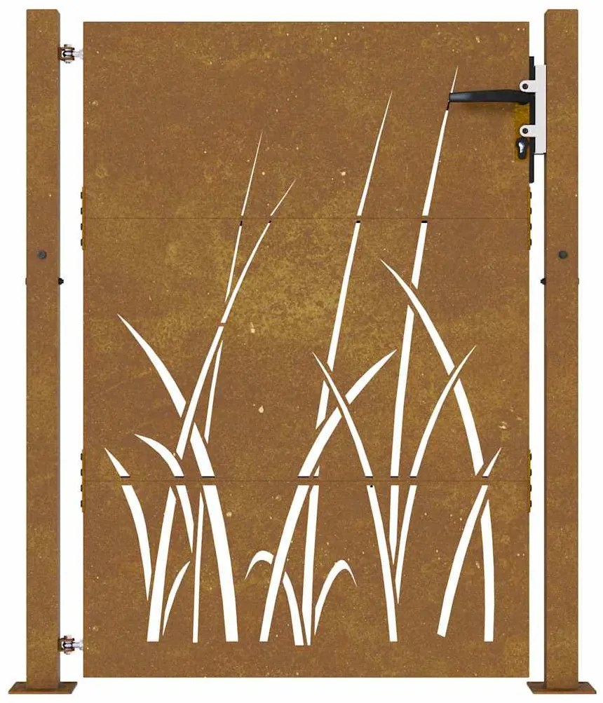 Portão de jardim 105x155 cm aço corten design erva
