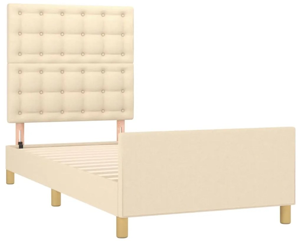 Estrutura de cama sem colchão 100x200 cm tecido cor creme