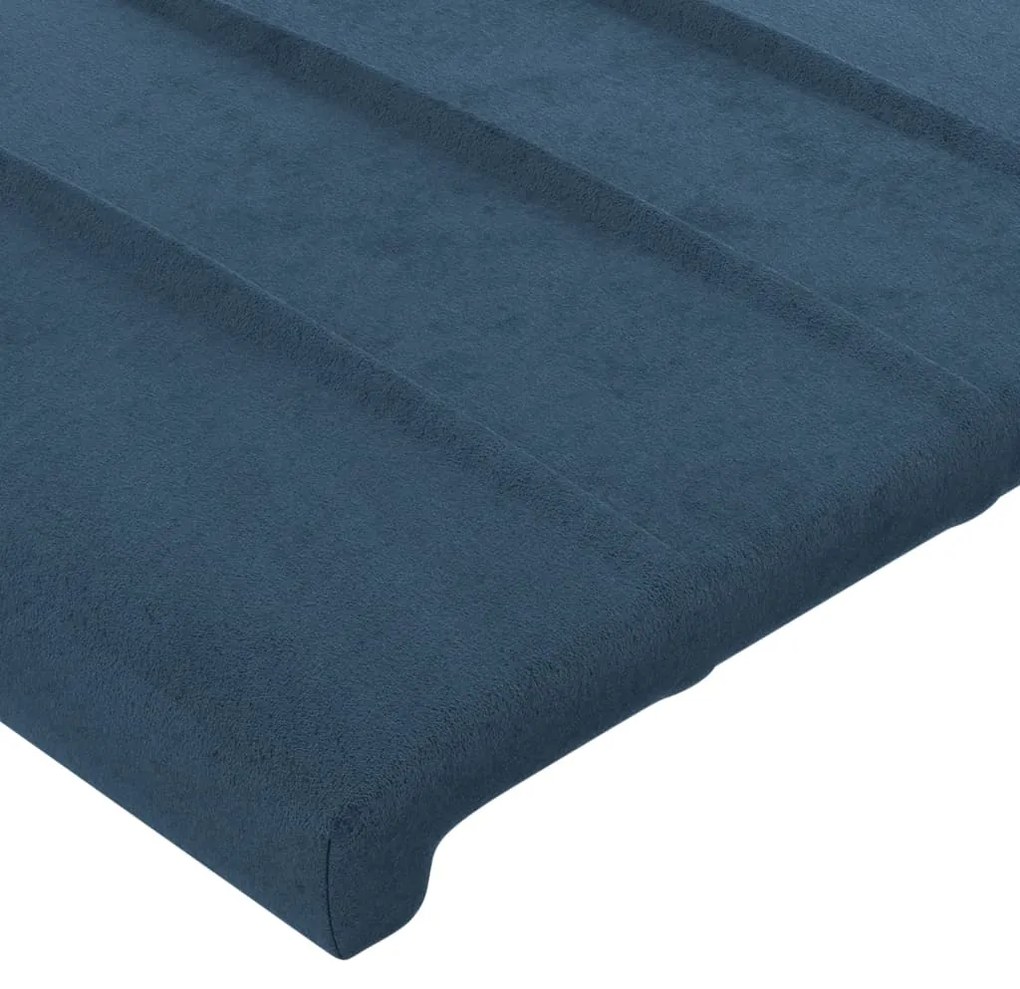 Cabeceira cama c/ abas veludo 103x23x118/128 cm azul-escuro