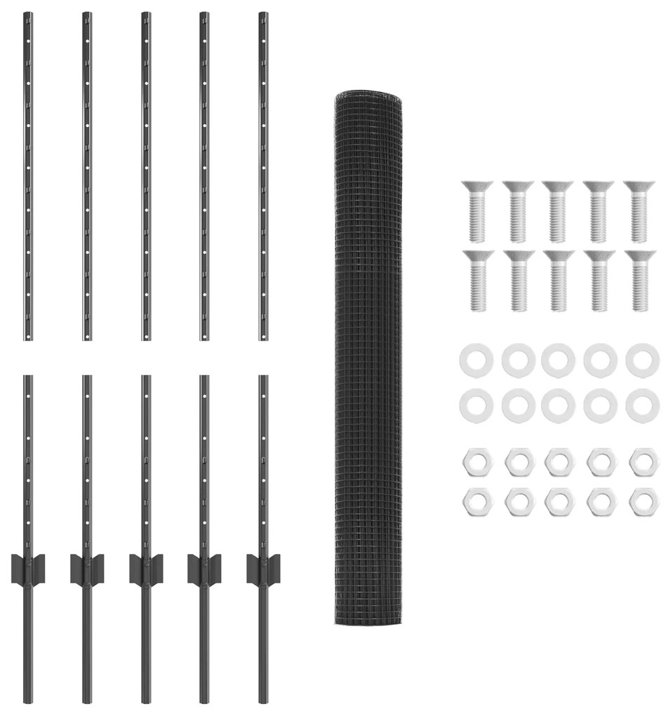 Conjunto de Cerca de Jardim Conjunto de 2 Cinza Metal 10 x 1 m