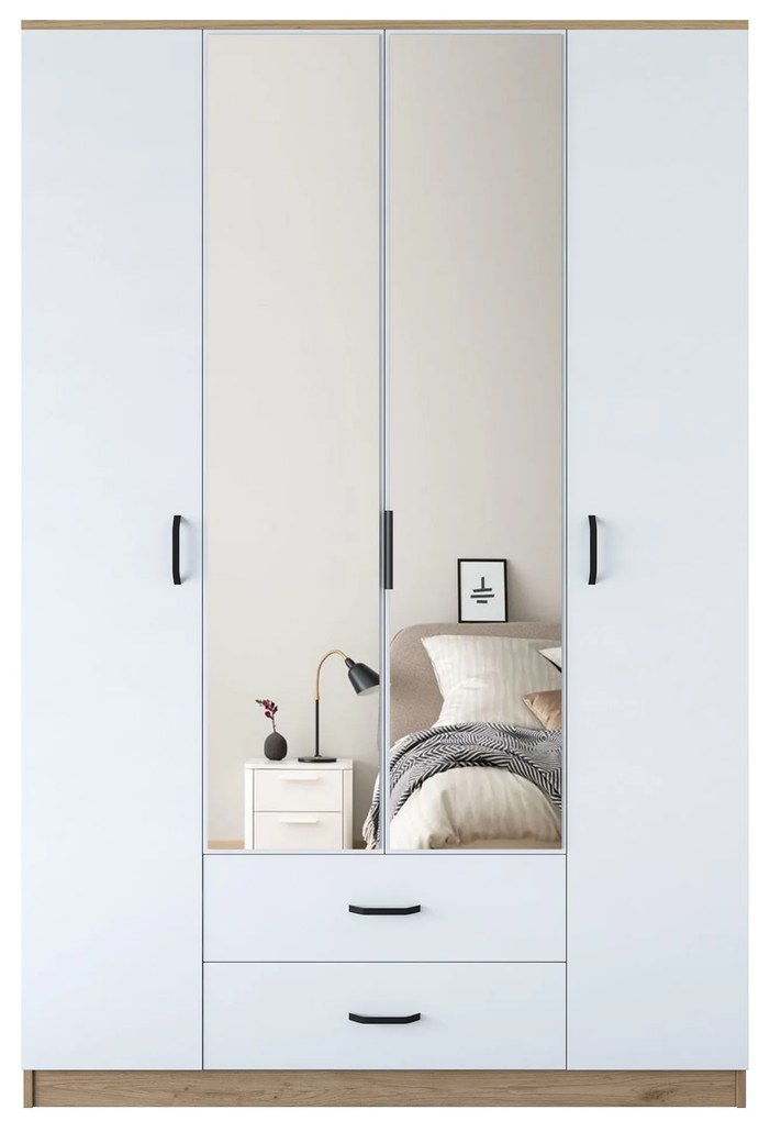 Guarda-Roupa BA131 – Nogueira e Branco – 210x210x51,5 cm