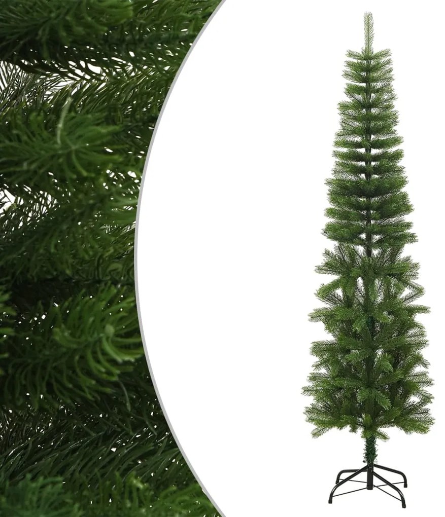 vidaXL Árvore de Natal artificial fina com suporte PE 210 cm