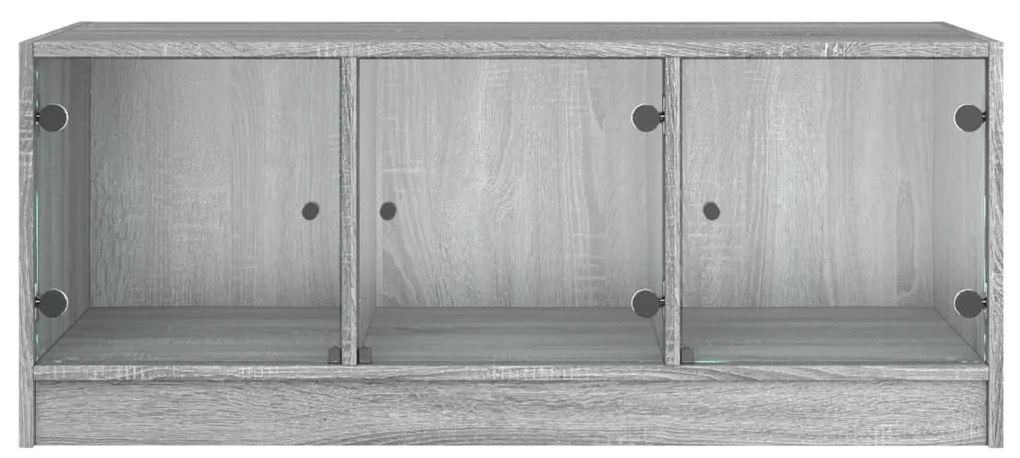 Mesa de centro c/ portas de vidro 102x50x42 cm cinza sonoma