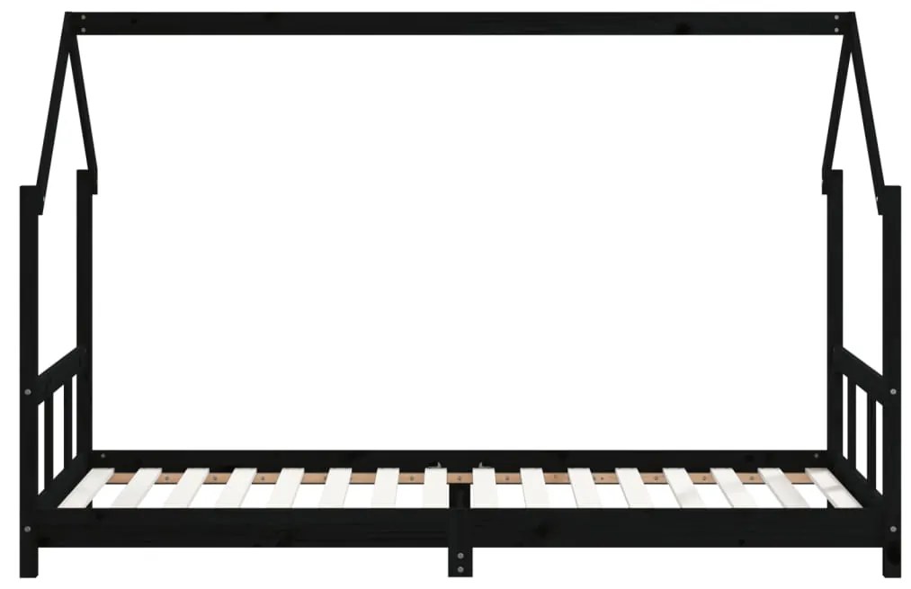 Estrutura de cama infantil 90x200 cm pinho maciço preto