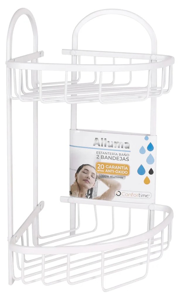 Suporte para Banho Alluwhite com 2 Bandejas 23X23X42CM