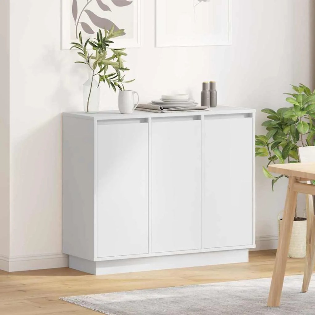 Aparador vidaXL com LED Branco 90x32x75 cm em madeira de engenharia