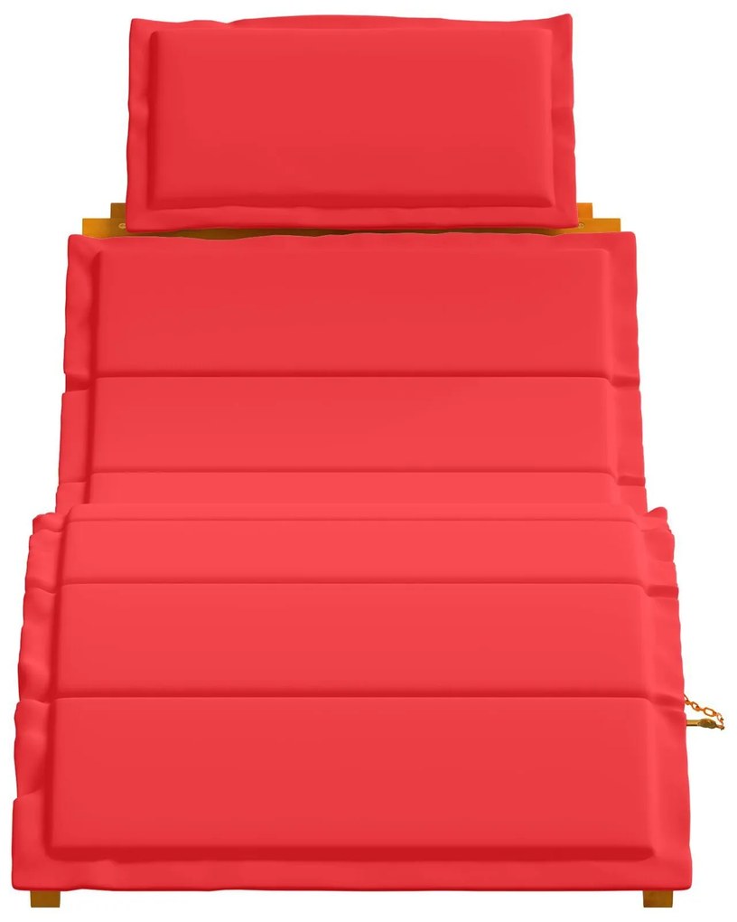 Espreguiçadeiras vidaXL com almofadas 2 pcs Vermelho Madeira de Acácia