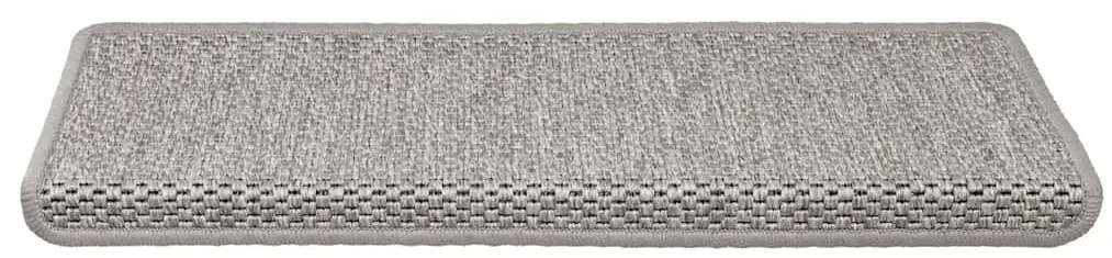 Tapetes escada adesivos aspeto sisal 15pcs 65x21x4 cm prateado