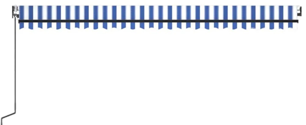 Toldo autom. com LED e sensor de vento 500x350 cm azul/branco