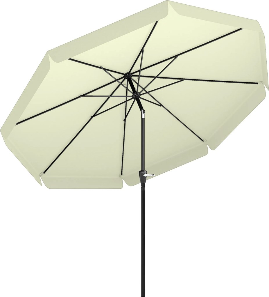 Outsunny Chapéu de Sol Jardim Ø266x250 cm Proteção UV50+ Alumínio Inclinável Teto Ventilação Manivela Resistente Bege | Aosom Portugal
