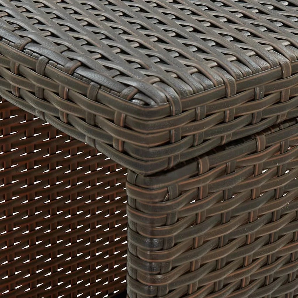Mesa de bar com prateleiras 120x60x110 cm vime PE castanho