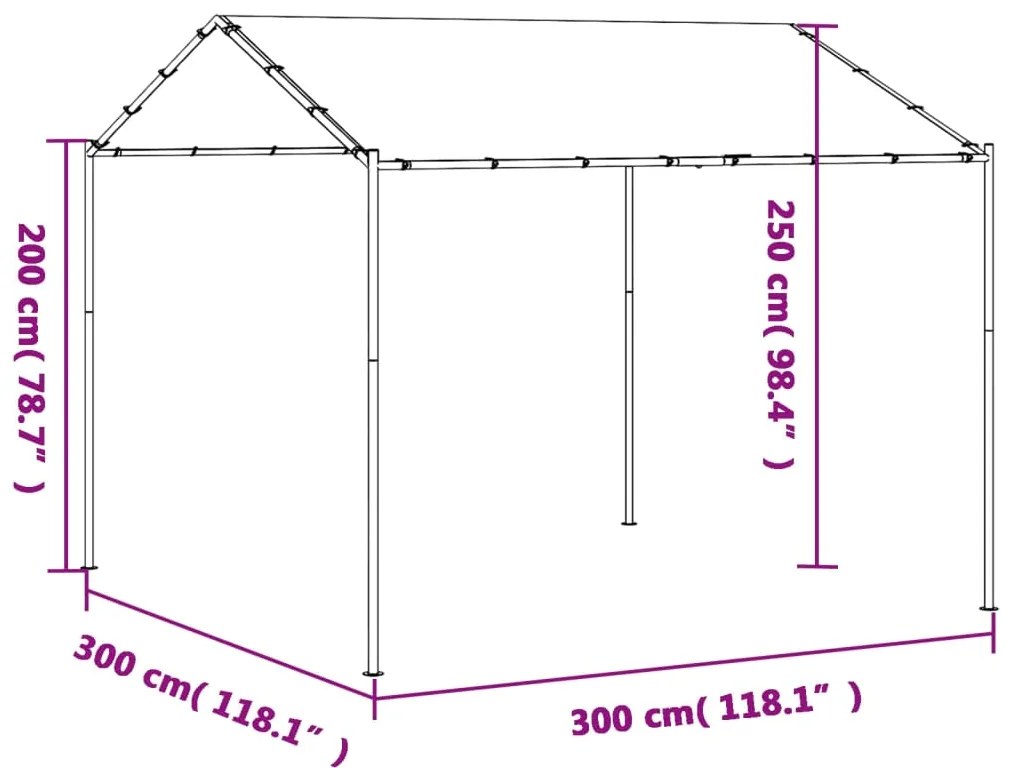 Tenda com toldo 3x3 m aço e tecido antracite