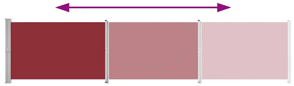 Toldo lateral retrátil para pátio 140x600 cm vermelho