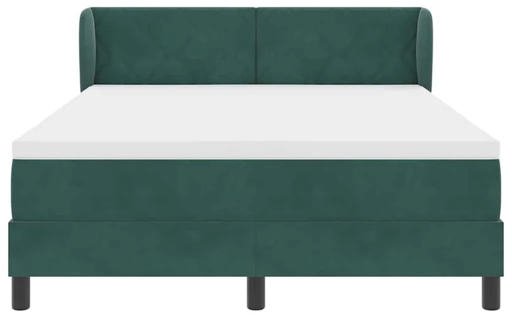 Cama Box com Colchão vidaXL Verde Escuro 160x200 cm Veludo