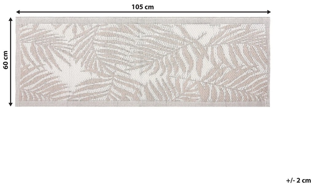 Tapete de exterior com padrão de folhas de palmeira creme 60 x 105 cm KOTA Beliani