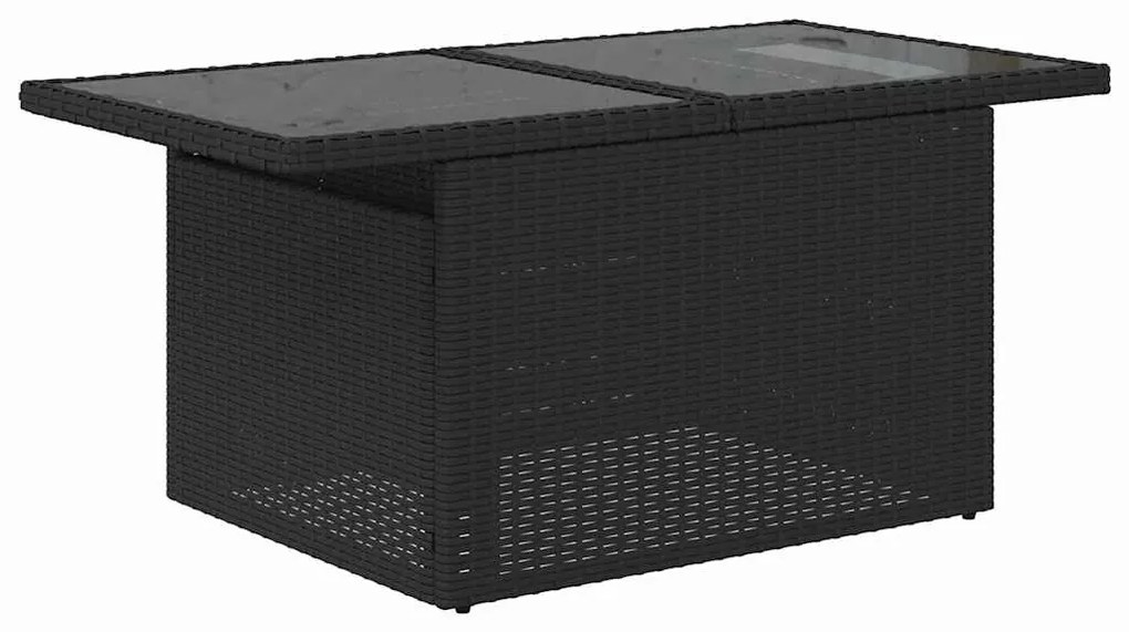 Conjunto de Sofá de Jardim 7 Peças com Almofadas Pretas em Rattan Poli