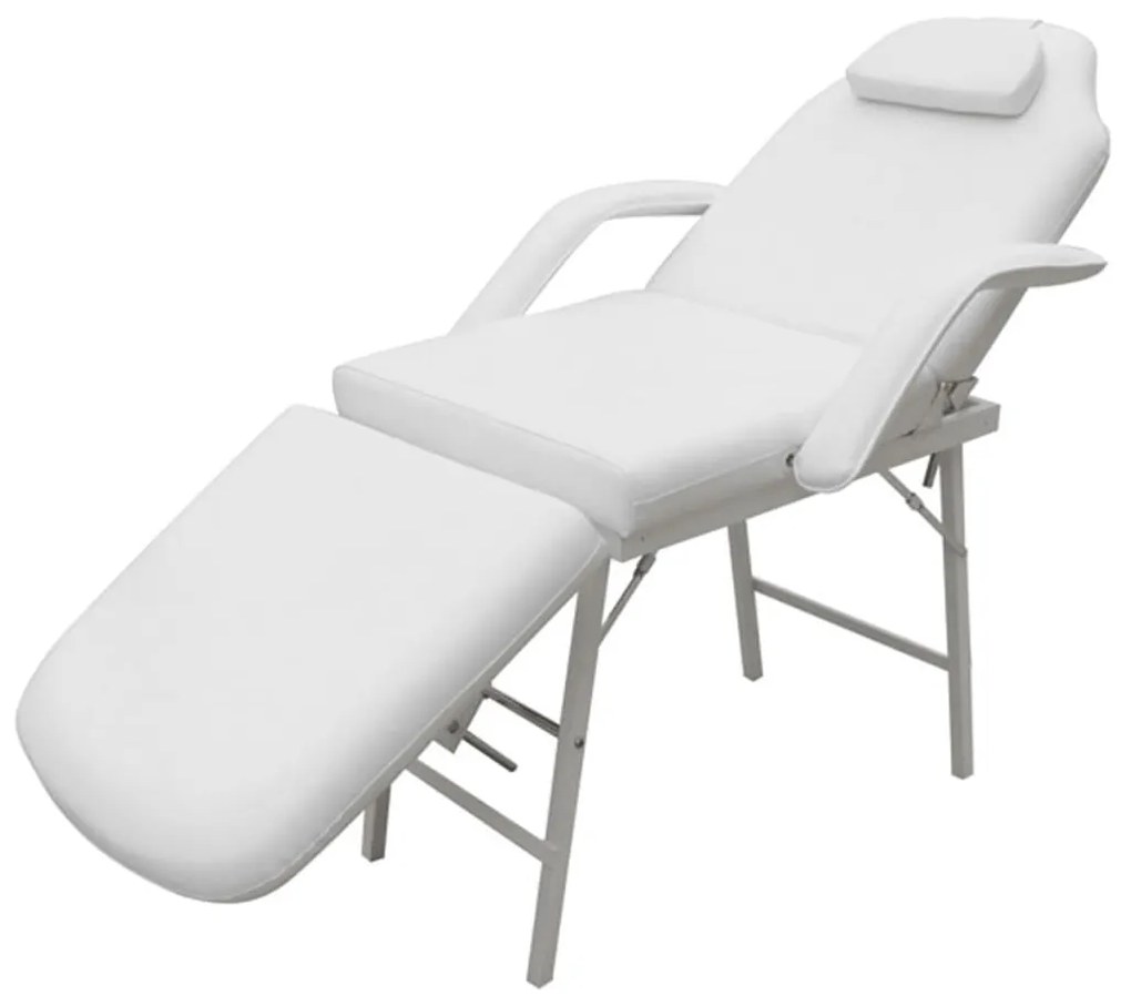 Cadeira massagem com encosto ajustável e apoio para os pés, branco