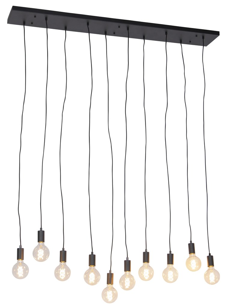 Candeeiro de suspensão moderno preto 140 cm 10-light - Facil Moderno