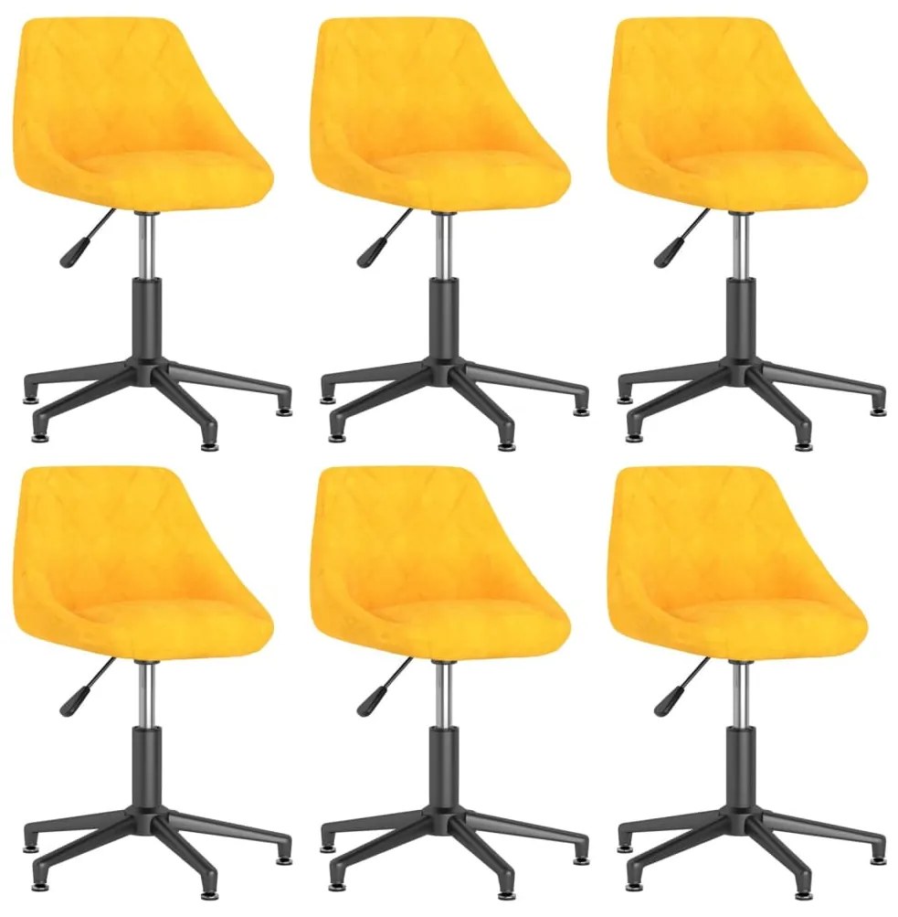 vidaXL Cadeiras de jantar giratórias 6 pcs veludo amarelo mostarda