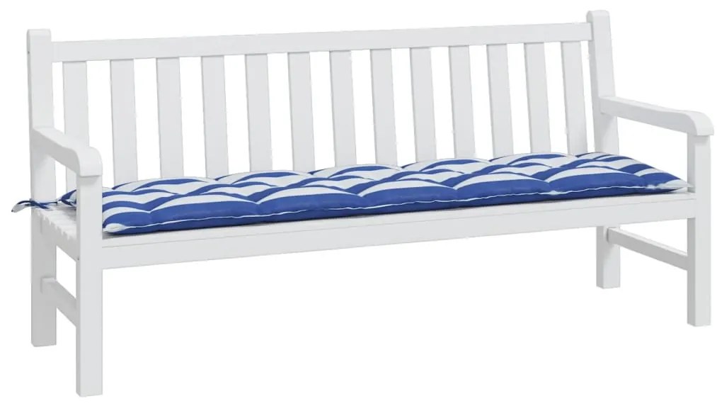 Almofadão p/ banco jardim 180x50x7 cm tecido oxford azul/branco