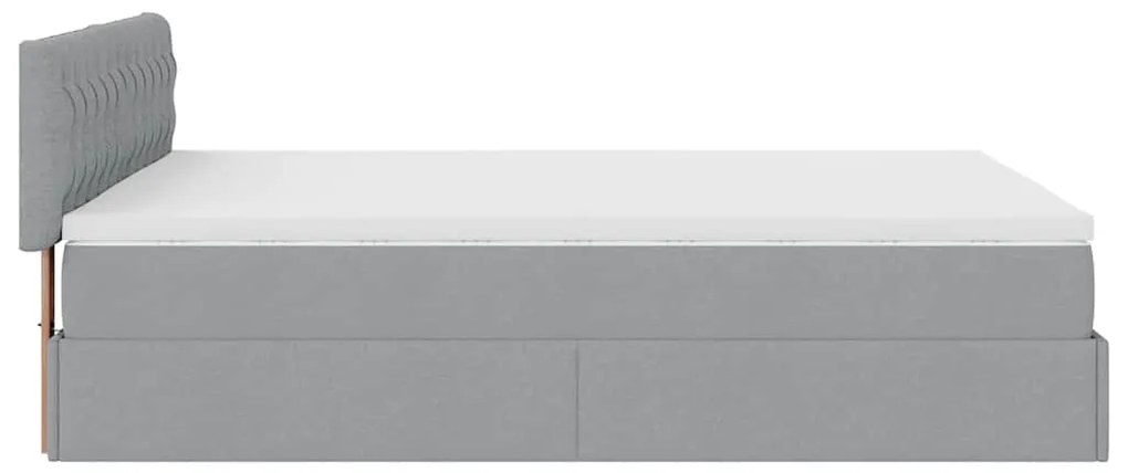 Cama otomana com colchão 140x190 cm tecido cinzento claro
