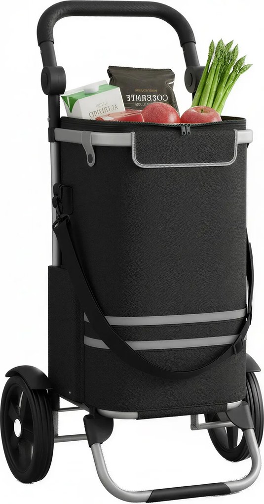 Carrinho de compras, 35 x 44 x 100 cm com bolsa térmica preto