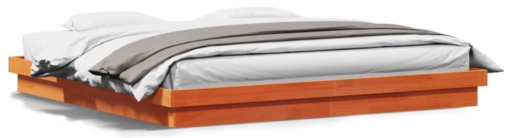 Estrutura de cama c/ LEDs 200x200 cm pinho maciço castanho mel