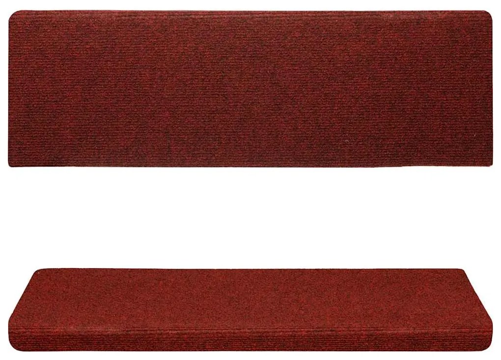 Tapetes de escada 15 pcs 65x21x4 cm tecido agulhado vermelho