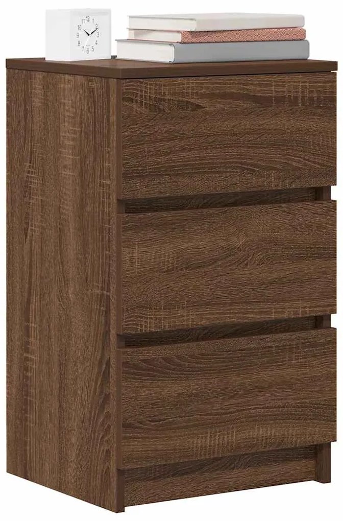 Mesas de cabeceira 3 gavetas 2pcs 39x35x65cm carvalho castanho