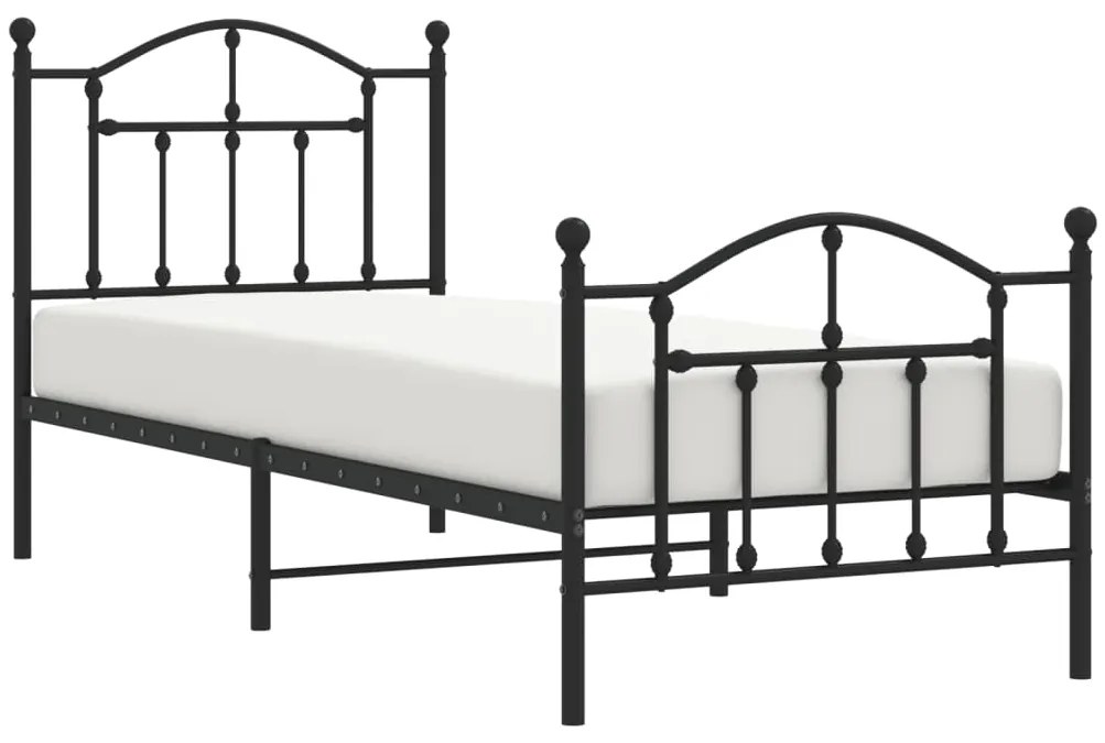 Estrutura de cama com cabeceira e pés 80x200 cm metal preto