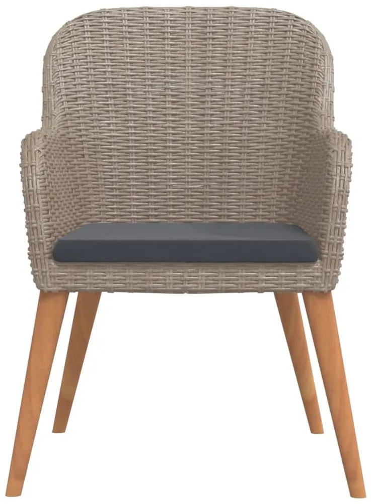 3 pcs conjunto de jantar para jardim com almofadões castanho