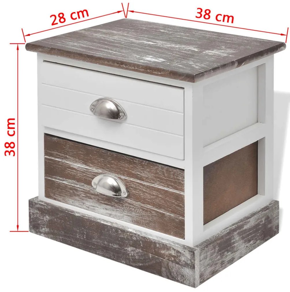 Mesas de cabeceira 2 pcs castanho e branco