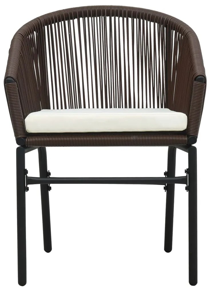 3 pcs conjunto de bistrô com almofadões vime PE castanho