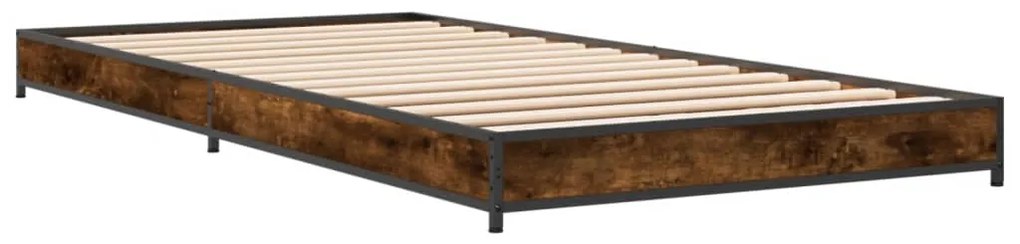 Estrutura de cama derivados de madeira e metal carvalho fumado