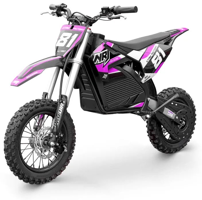 MOTO CROSS elétrica para crianças Bateria de lítio de 1000W NRJ 12/10 Rosa