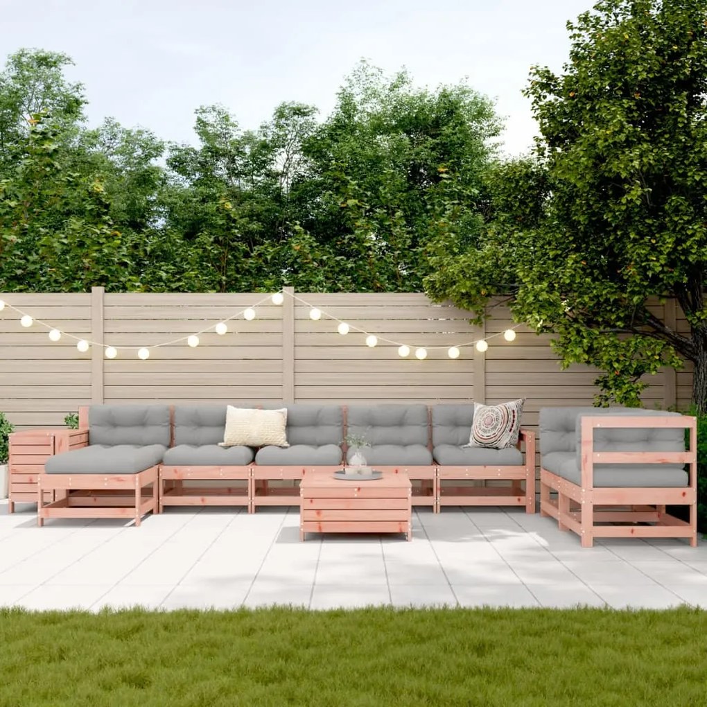 10 pcs conjunto sofás jardim madeira abeto-de-douglas