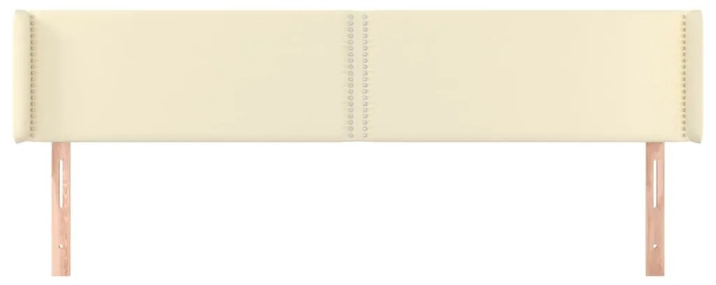 Cabeceira de cama c/ abas couro artificial 163x16x78/88cm creme