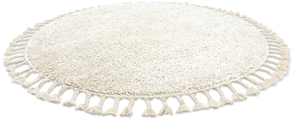 Tapete BERBER 9000 circulo creme Franjas berbere marroquino shaggy - PRODUTO DE SEGUNDA