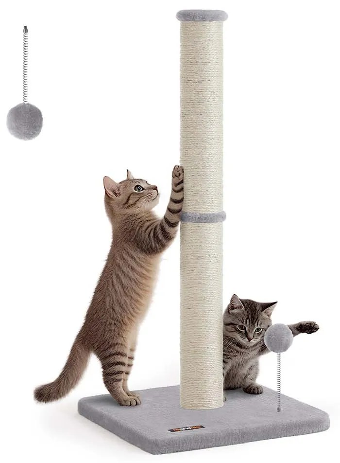 Arranhador para gatinhos e gatos adultos normais 40 x 40 x 85 cm cinzento