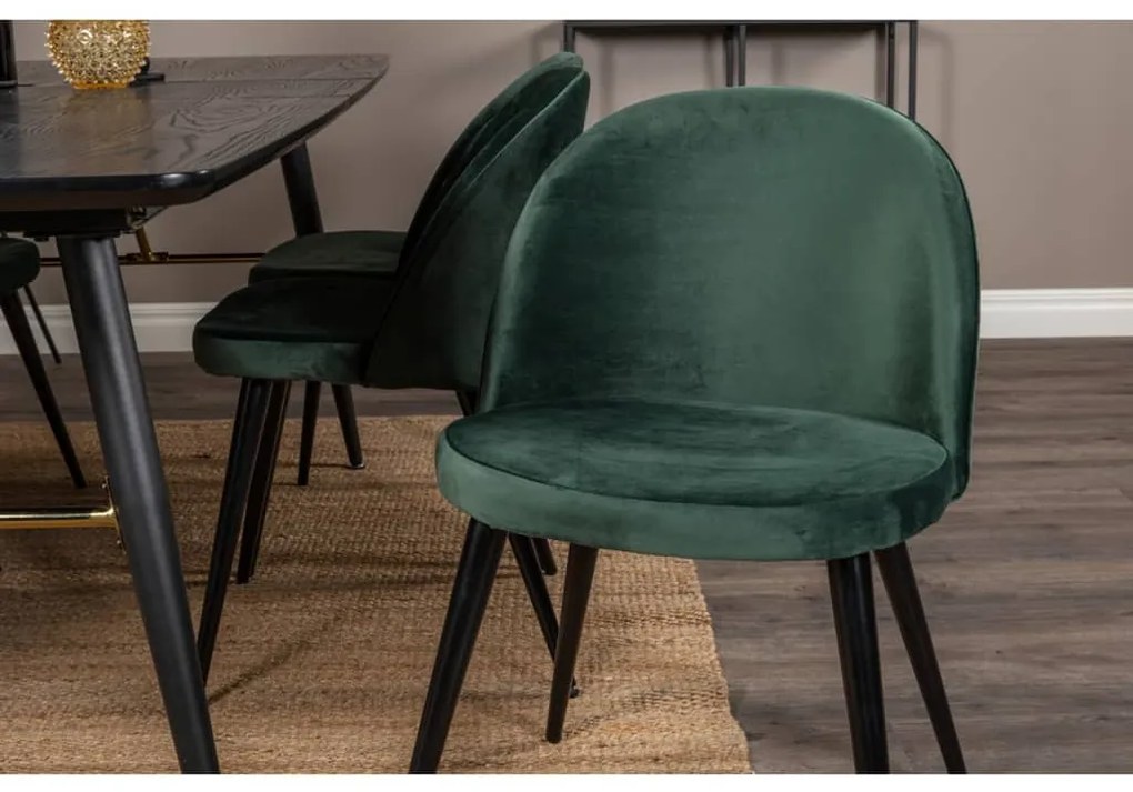 444715 Venture Home Cadeiras de jantar Velvet 2 pcs veludo preto e verde