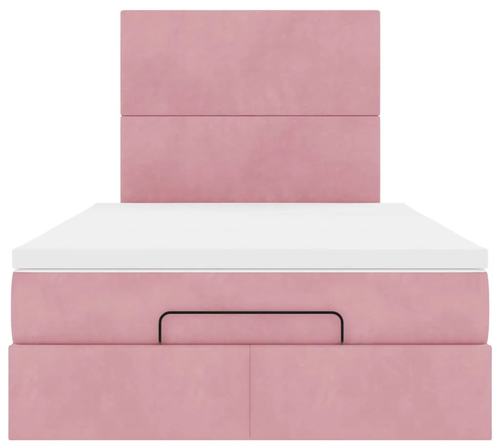 Estrutura de cama otomana com colchões 120x200 cm veludo rosa