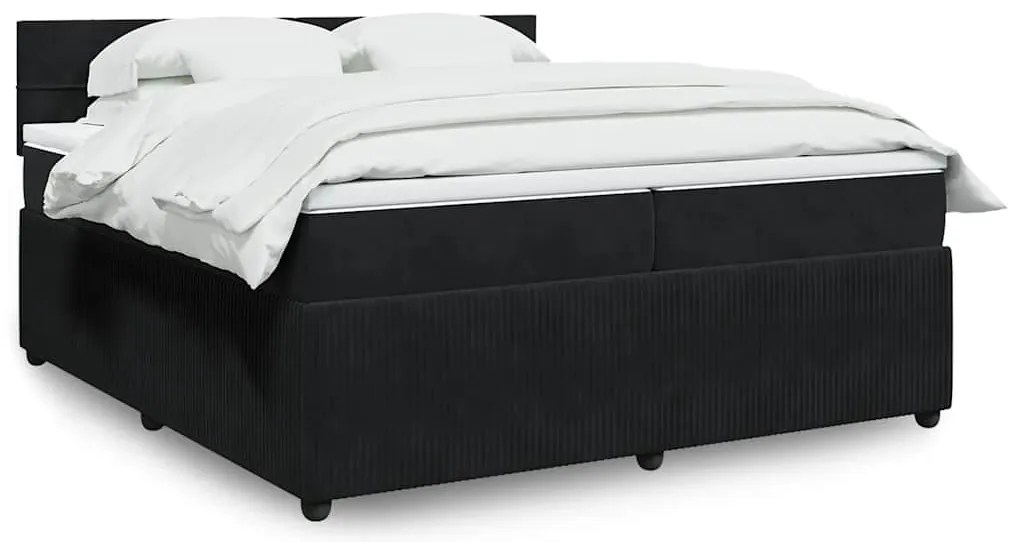 vidaXL Cama com molas/colchão 200x200 cm veludo preto
