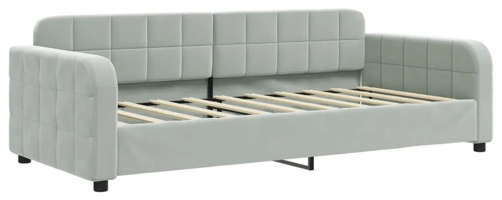 Sofá-cama com colchão 90x190 cm veludo cinzento-claro