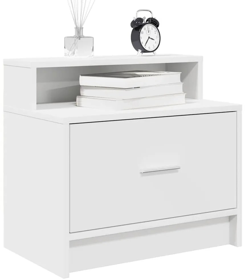 Mesas de cabeceira com gaveta 2 pcs 51x31x47 cm branco