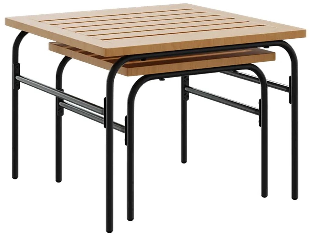 Mesas de centro de encastrar p/ jardim 2 pcs aço preto/castanho