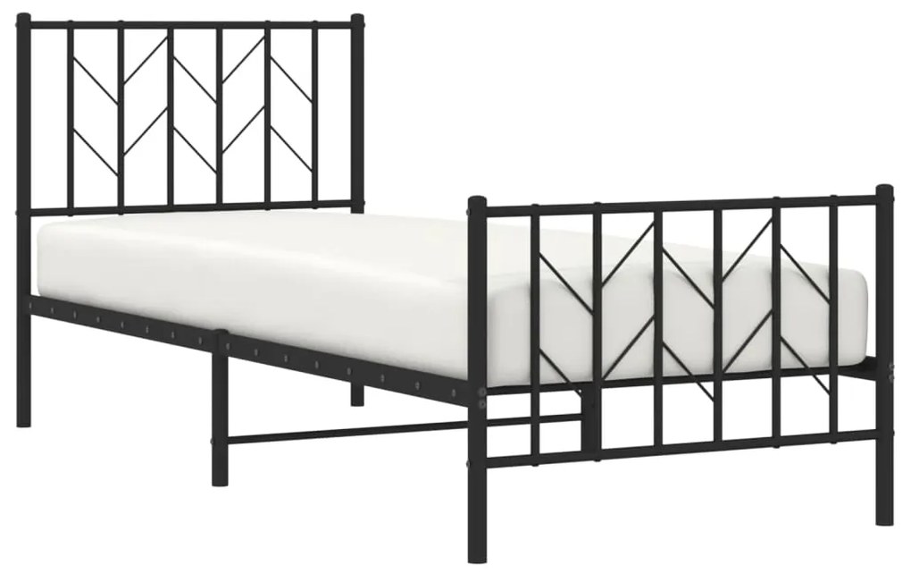 Estrutura de cama com cabeceira e pés 80x200 cm metal preto