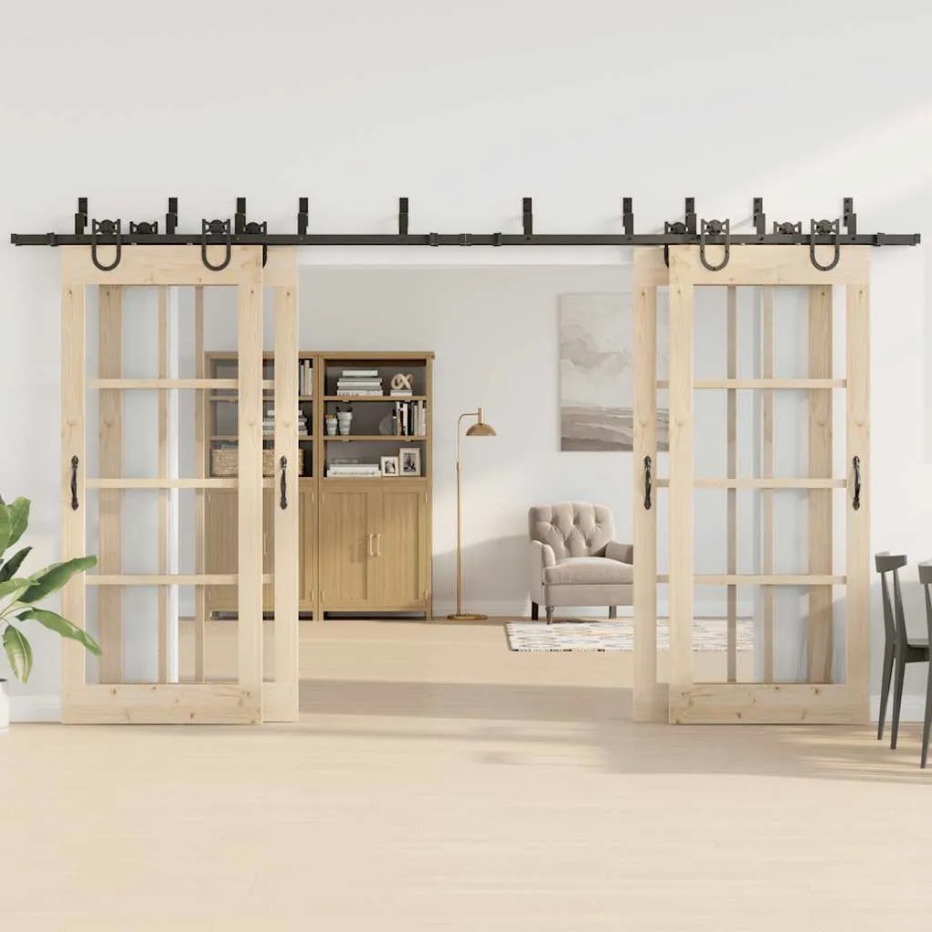 Kit de ferragens para porta deslizante 400 cm aço preto